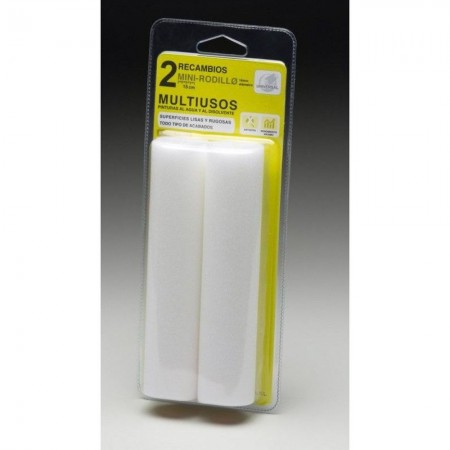 RODILLO PINTURA UNIVERSAL MINI PUNTA RECTA PORO 0 RECAMBIO ESPUMA BLANCO 10CM Ø18MM 8265 10 PZ