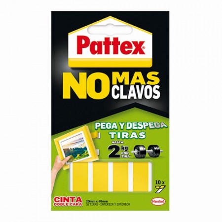 CINTA DOBLE CARA PATTEX BLISTER 10 TIRAS 20 X 40 MM PRECORTA