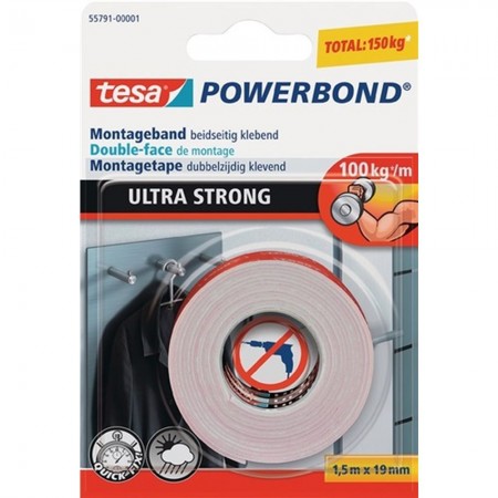 CINTA DE MONTAJE POWERBOND 55791 TRANSPARENTE LONGITUD 1,5 MM ANCHO 19 MM