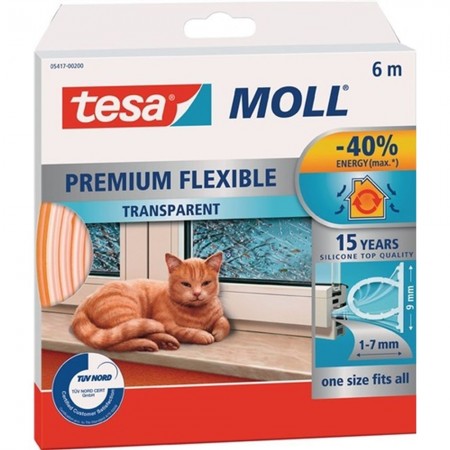 BURLETE PUERTA   VENTANA TESAMOLL 5417 AN 9 MM X AL 7 MM X L 6 M TRANSPARENTE