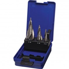 JUEGO BROCAS ESCALONADAS PROMAT HSS 3 PZAS 4-12 4-20 4-30 MM