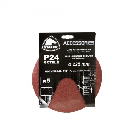 DISCO LIJA GOT 225MM VELCRO P LIJAD GR 24 STAYER 5 PZ