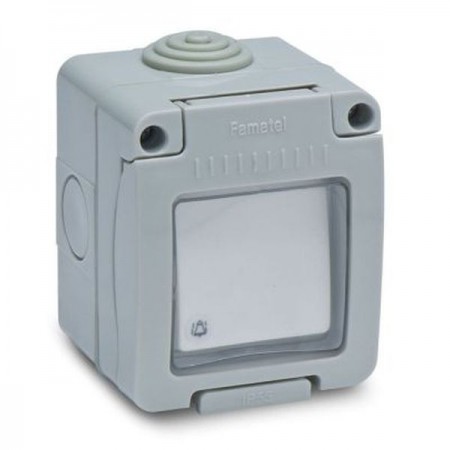 PULSADOR TIMBRE SUPERFICE ESTANCO 10A 250V GRIS IP55 FAMATEL