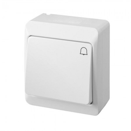 PULSADOR TIMBRE SUPERFICIE ESTANCO IP54 ABS BLANCO POOL 54