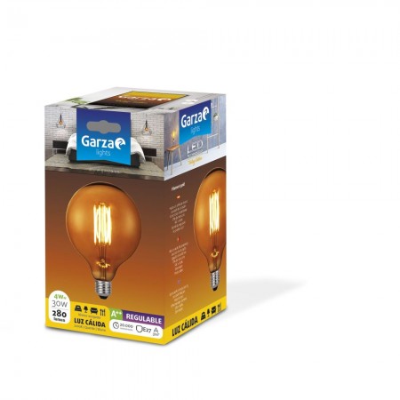 LAMPARA GLOBO LED FILAMENTO REGULABLE E27 4W 280LM 2700K