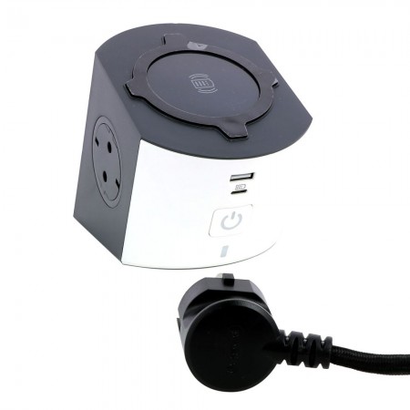 BASE MULTIPLE 2TOMAS+USB A+C INDUCCION ABS BCO NG REVOLUTION