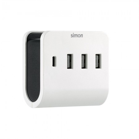 ADAPTADOR MULTIPLE TT 3 USB A+1 USB C BLANCO NEGRO