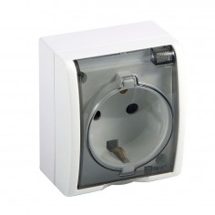 BASE ENCHUFE SCHUKO TT SUPERFICIE IP54 BLANCO AQUARIUS