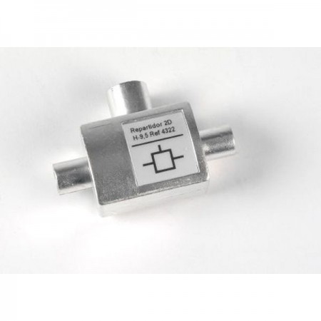 REPARTIDOR ANTENA COAXIAL 1 HEMBRA 2 MACHOS 9,5mm