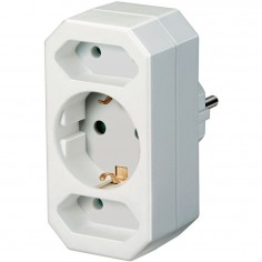 ENCHUFE ADAPTADOR CON 2 + 1 TOMAS DE CORRIENTE