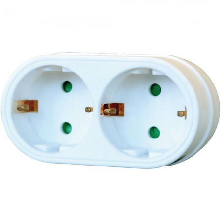 ENCHUFE ADAPTADOR DE 2 TOMAS CON CONECTOR DE TIERRA