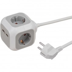 LADRÓN MÚLTIPLE EN FORMA DE CUBO ALEA-POWER CON 2 PUERTOS USB