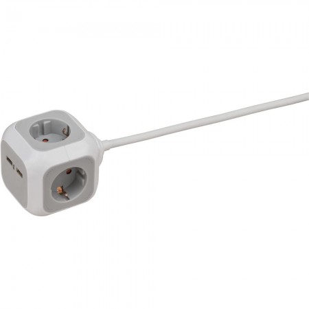 LADRÓN MÚLTIPLE EN FORMA DE CUBO ALEA-POWER CON 2 PUERTOS USB (1)