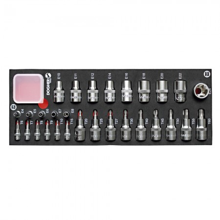 BANDEJA COMBINABLE 1 4 29 VASOS+PUNTA TORX 1 4" DOGHER
