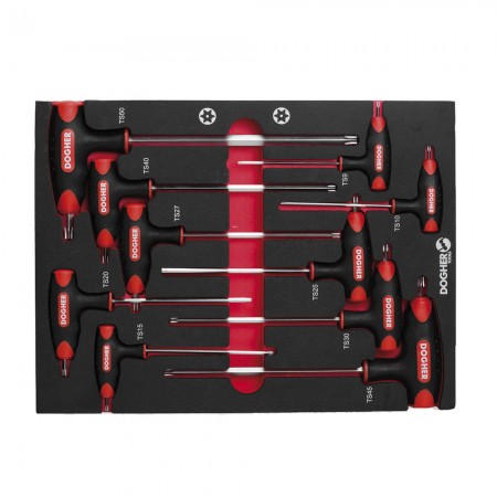 BANDEJA COMBINABLE 1 2 10 LLAVES CON MANGO T TORX INV DOGHER