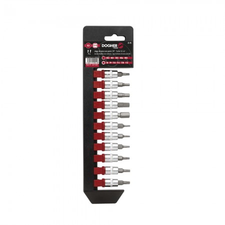 JUEGO LLAVE VASO PUNTAS ALLEN HEXAGONAL+TORX 1 4" 11pz