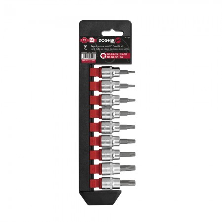 JUEGO LLAVE VASO PUNTAS TORX 3 8" BLISTER 9pz