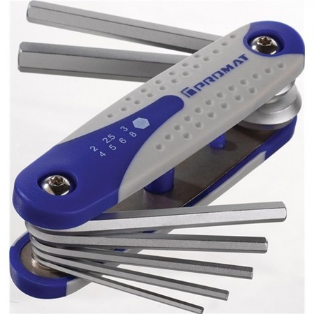 JUEGO LLAVE ALLEN HEXAG. 2,0- 8MM CROM JGO T NAVAJA 4PZ PROMAT