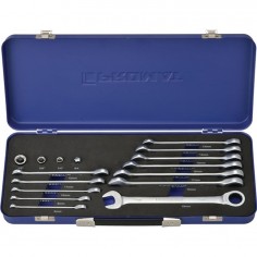 JUEGO LLAVE COMBINADA CARRACA 8-19MM RECTA CJ METAL 16PZ PROMAT