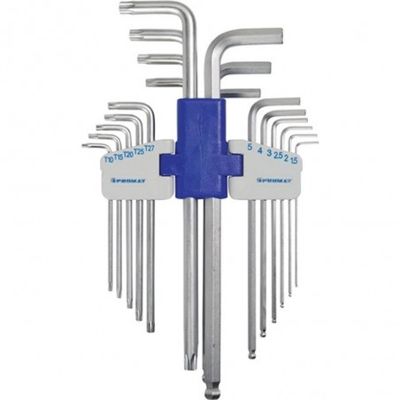 JUEGO LLAVE ALLEN TORX 9PZ T10-T50+BOLA LARGA 9PZ 1,5-10MM PROMAT