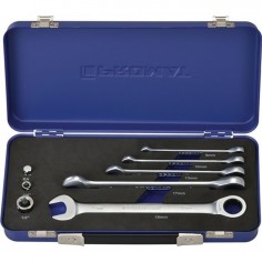 JUEGO LLAVE COMBINADA CARRACA 08-19MM 5PZ + 3 ADAPTADORES JGO 98PZ