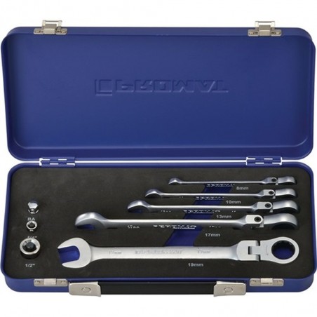 JUEGO LLAVE COMBINADA CARRACA CABEZ FLEX 08-19MM 5PZ+3ADAP JG 08PZ