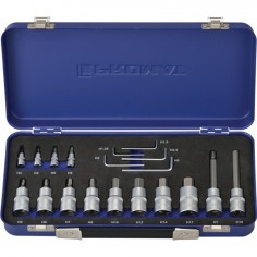 JUEGO LLAVE VASO PUNTA HEXAG. 1 4"+1 2" 3-17MM CJ MET 19PZ PROMAT