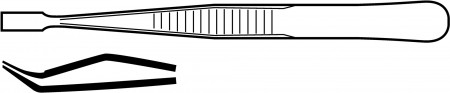 PINZA PLANA  LONGITUD TOTAL 120 MM PUNTAS ANGULARES ACERO INOXIDABLE (1)