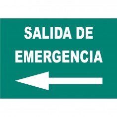 CARTEL SALIDA EMERGENCIA FLECHA IZQUIERDA FOTOLUMINISCENTE
