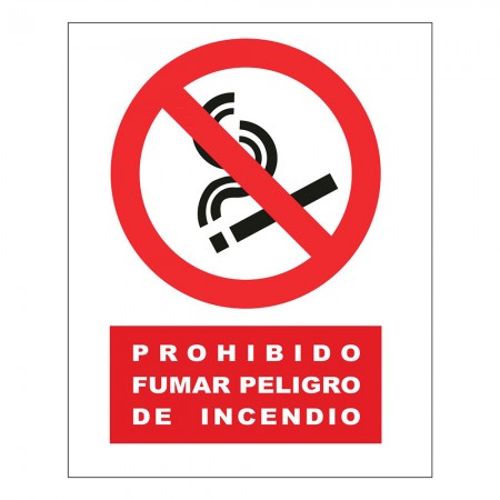 CARTEL PROHIBIDO FUMAR PELIGRO INCENDIO