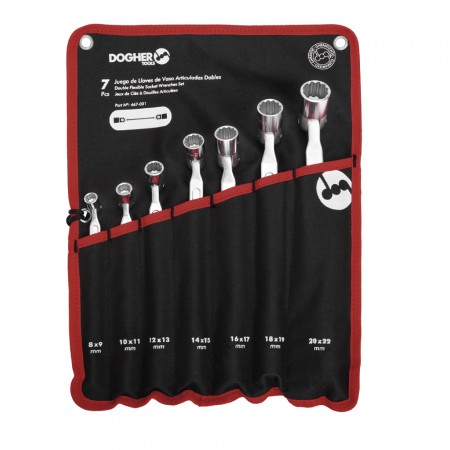 JUEGO LLAVES VASO ARTICULADA DOBLE BOLSA NYLON 7PZ DOGHER