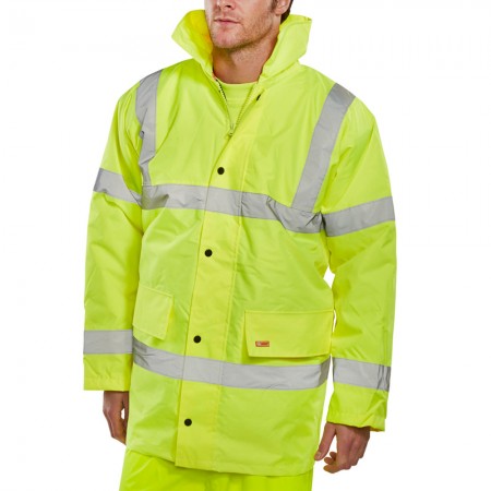 PARKA ACOLCHADA IMPERMEABLE AMARILLA ALTA VISIBILIDAD EN ISO 20471 CLASE 3 Y EN 343