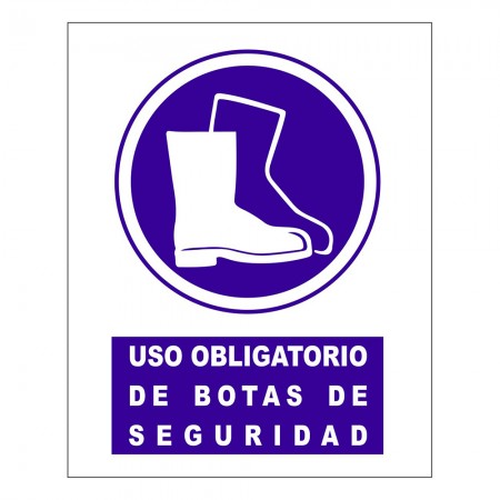 CARTEL PVC USO OBLIGATORIO BOTAS SEGURIDAD LOGO SAN JOSE 500 300