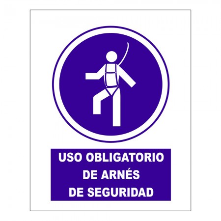 CARTEL PVC USO OBLIGATORIO ARNES DE SEGURIDAD LOGO SAN JOSE 500 300