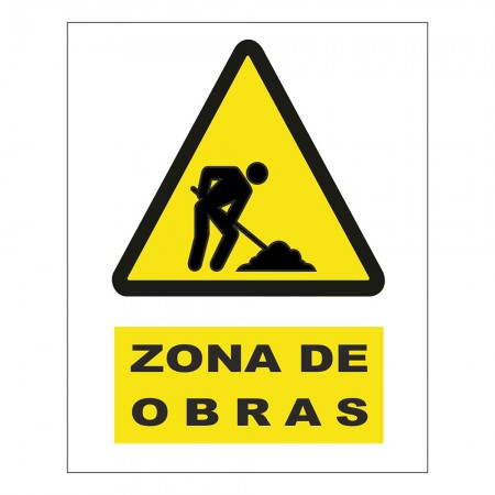 CARTEL PVC PELIGRO ZONA DE OBRAS LOGO SAN JOSE ADVERTENCIA 500 300