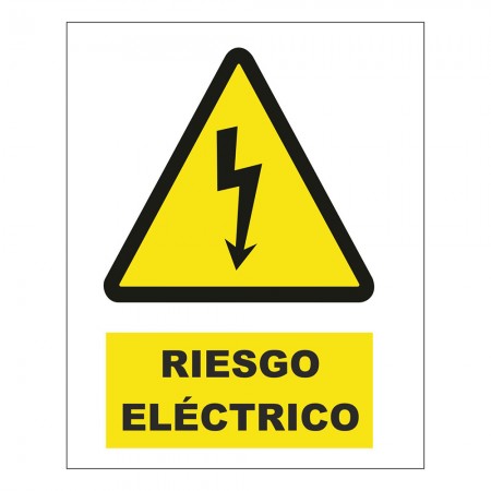 CARTEL PVC PELIGRO RIESGO ELECTRICO LOGO SAN JOSE ADVERTENCIA 500 300