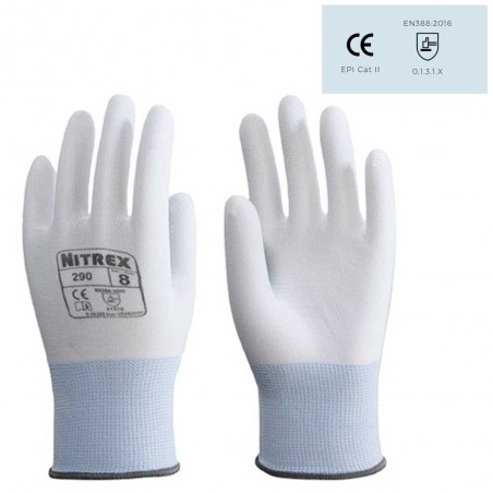 GUANTE NYLON BLANCO SIN COSTURAS PUÑO ELASTICO