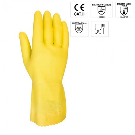 GUANTE LATEX NATURAL FLOCADO AMARILLO