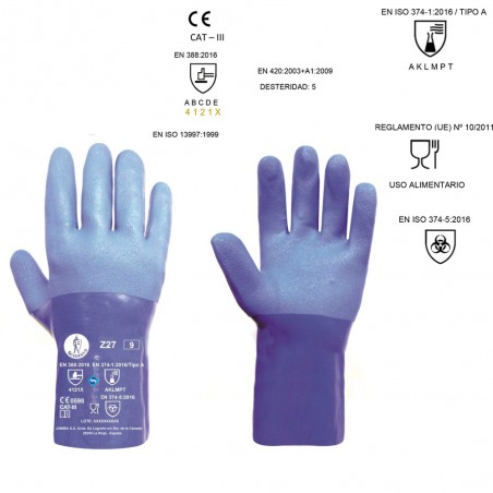 GUANTE RIESGOS QUIMICOS PVC TRIPLE BAÑO