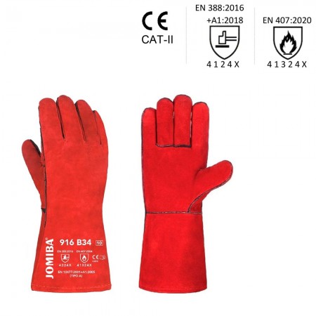 GUANTE SOLDADOR ACOLCHADO ROJO