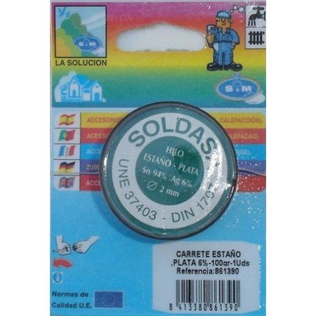 ESTAÑO SOLDAR PLATA 100GR 6% SM