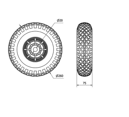RUEDA RIFN260-20-75 PU IMPINCHABLE