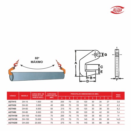 GARRA HORIZONTAL ELEVACION TUBOS DH