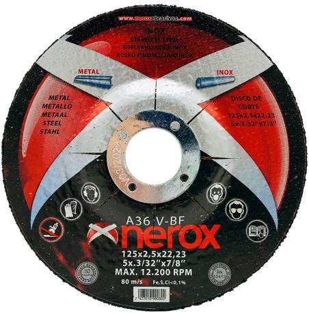 DISCO CORTE INOX/METAL NEROX ACODADO