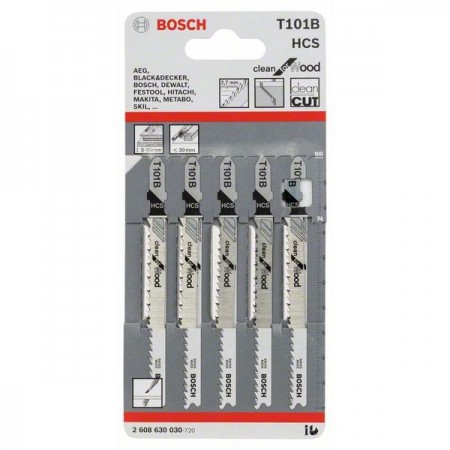 HOJA SIERRA MADERA BOSCH CORET RECTO LIMPIO T 101 B 5 UDS