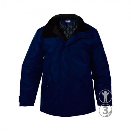 PARKA ACOLCHADA IMP. ANTIFRIO C CAPUCHA INTER. AZUL EN340