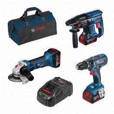 KIT 3 HERRAMIENTAS BOSCH 18V GBH+GWS+GSB